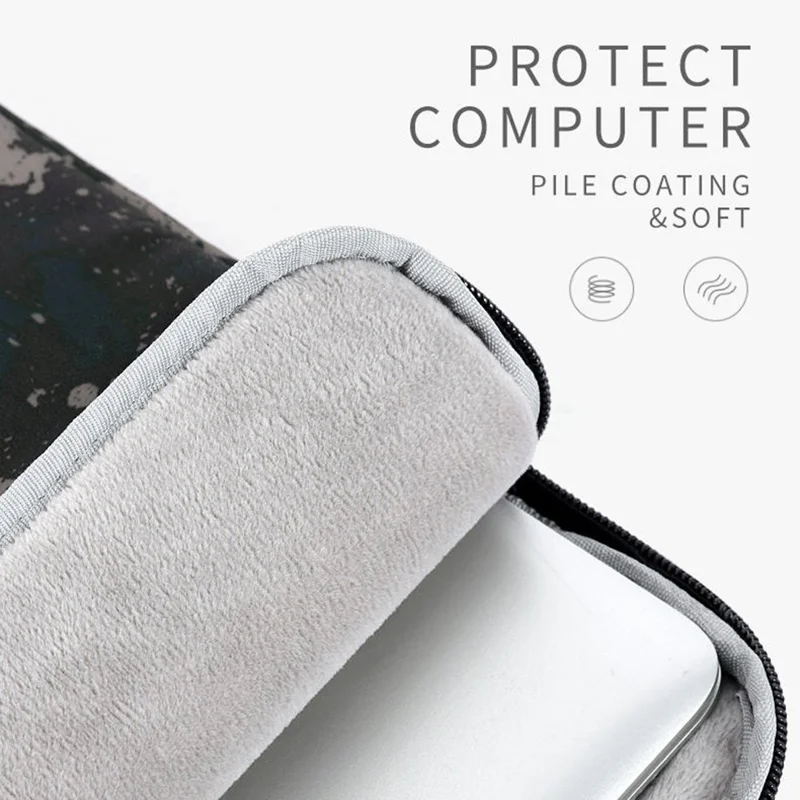 CANVASARTISAN H7-01 Laptop Sleeve med Camouflage-mønster, Blød Indvendig Notesbogstaske - Orange/til 13-inch Laptop