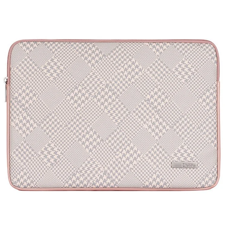CANVASARTISAN L21-04 Houndstooth Pattern Protective Laptop Sleeve Notebook Case - Pink Edge/for 12-inch Laptop