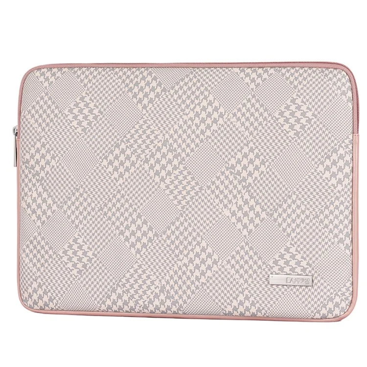 CANVASARTISAN L21-04 Houndstooth Pattern Protective Laptop Sleeve Notebook Case - Pink Edge/for 12-inch Laptop