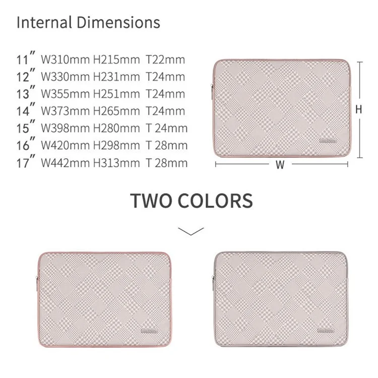CANVASARTISAN L21-04 Houndstooth Pattern Protective Laptop Sleeve Notebook Case - Pink Edge/for 12-inch Laptop