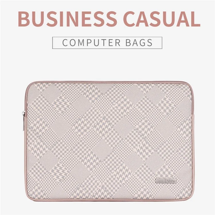 CANVASARTISAN L21-04 Houndstooth Pattern Protective Laptop Sleeve Notebook Case - Pink Edge/for 12-inch Laptop