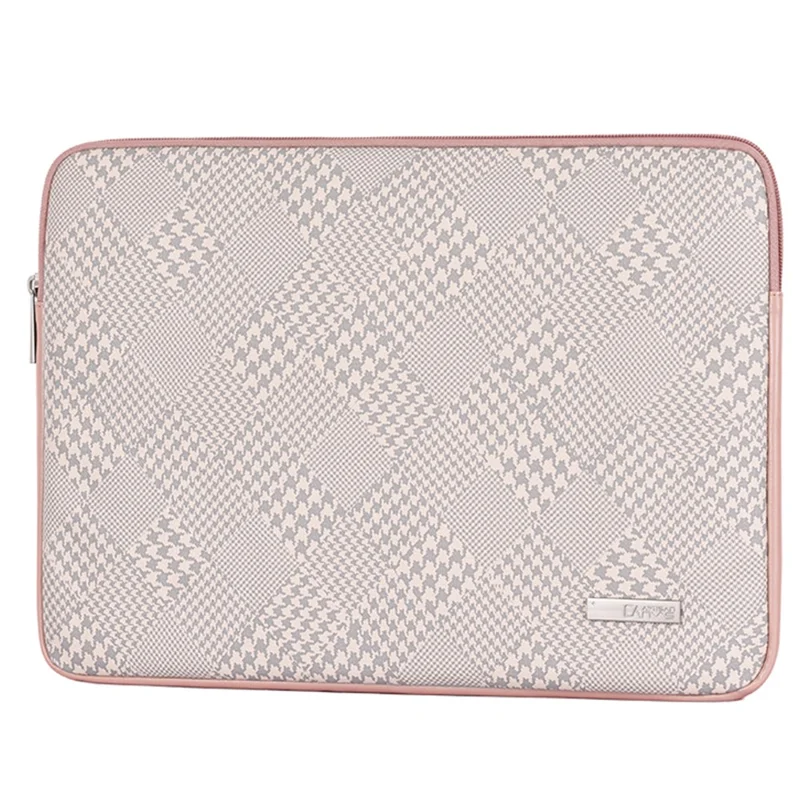 CANVASARTISAN L21-04 Houndstooth Pattern Protective Laptop Sleeve Notebook Case - Grey Edge/for 15-inch Laptop