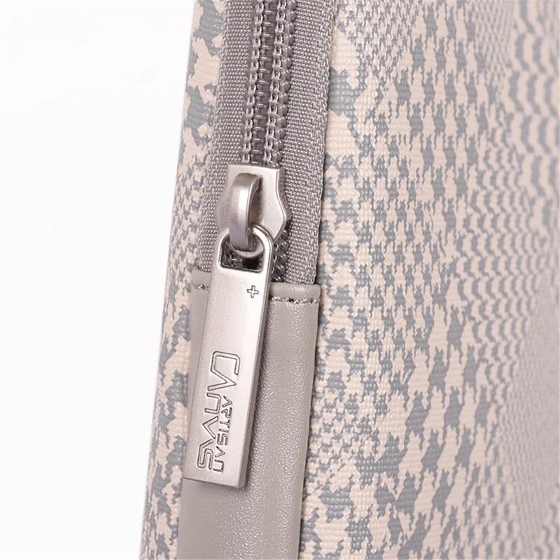 CANVASARTISAN L21-04 Houndstooth Pattern Protective Laptop Sleeve Notebook Case - Grey Edge/for 15-inch Laptop