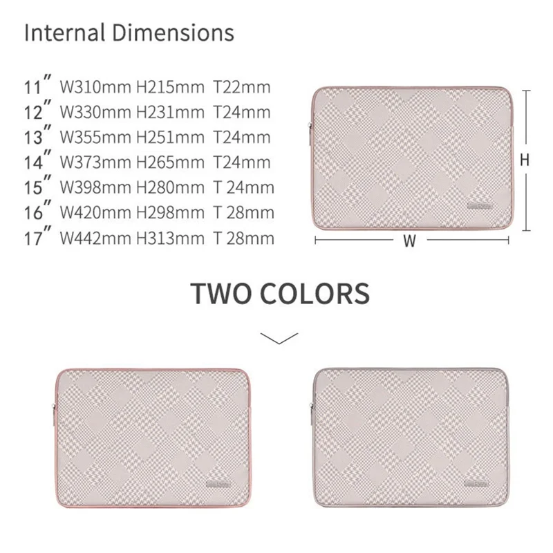 CANVASARTISAN L21-04 Houndstooth Pattern Protective Laptop Sleeve Notebook Case - Grey Edge/for 15-inch Laptop
