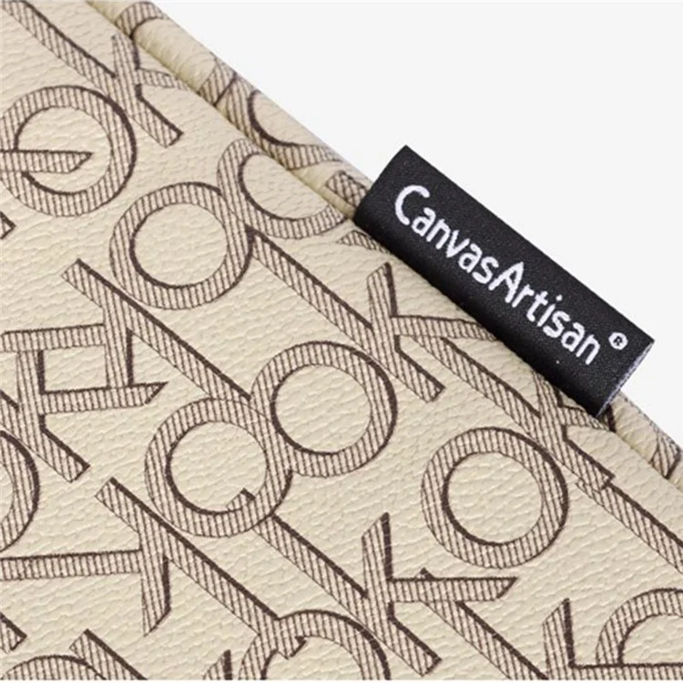 CANVASARTISAN G61-01 Letter OK Printed PU Leather Laptop Sleeve Protective Cover Notebook Case - Khaki/for 11-inch Laptop