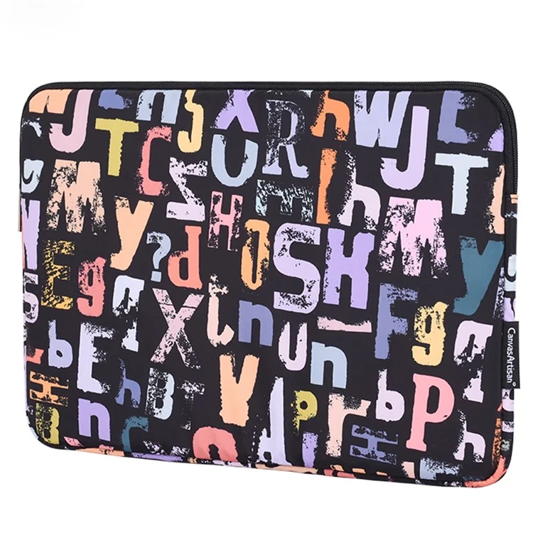 CANVASARTISAN H18-01 Letters Printing Scratch-resistant Laptop Sleeve Notebook Carrying Case - Black/for 11-inch Laptop