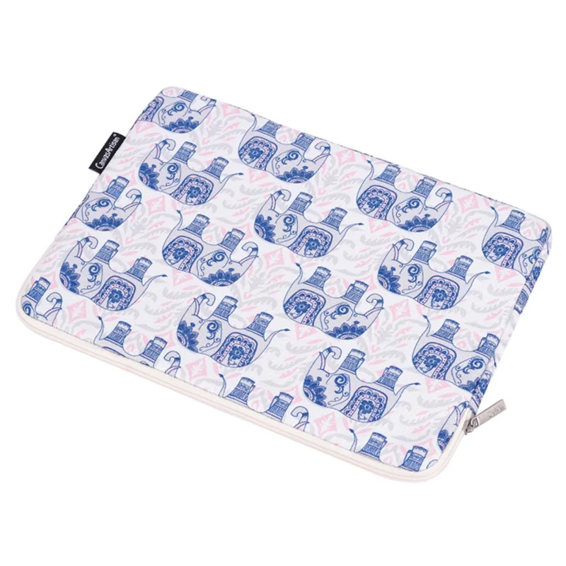 CANVASARTISAN H27-01 Elephant Printing Laptop Protective Sleeve Ultra-thin Notebook PC Bag - White/for 13-inch Laptop