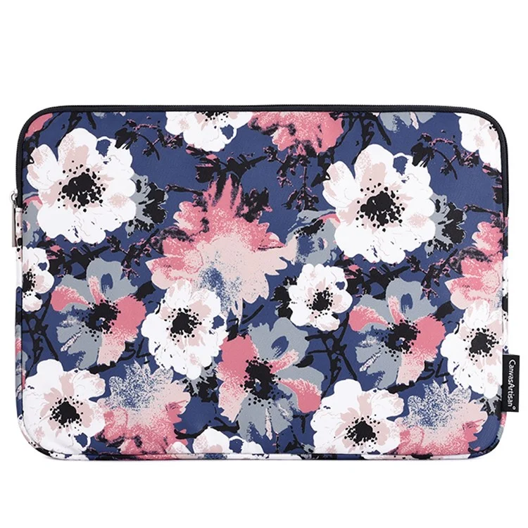 Canvasan H43-01 Laptop Sleeve Caso Watercolor Flor Impressão Notebook Transportando Bag - Azul / Para Laptop De 11 Polegadas