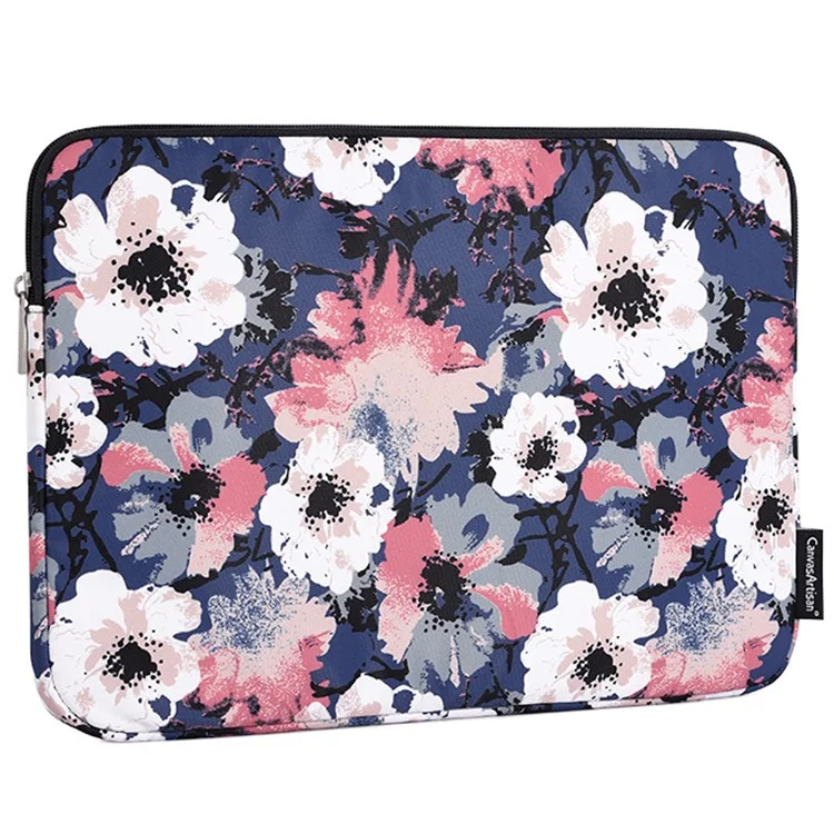 Canvasan H43-01 Laptop Sleeve Caso Watercolor Flor Impressão Notebook Transportando Bag - Azul / Para Laptop De 11 Polegadas