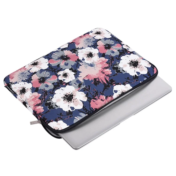 Canvasan H43-01 Laptop Sleeve Caso Watercolor Flor Impressão Notebook Transportando Bag - Azul / Para Laptop De 11 Polegadas