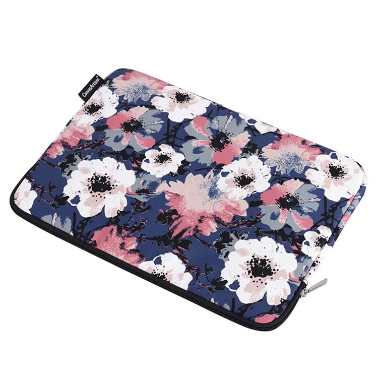 Canvasan H43-01 Laptop Sleeve Caso Watercolor Flor Impressão Notebook Transportando Bag - Azul / Para Laptop De 11 Polegadas