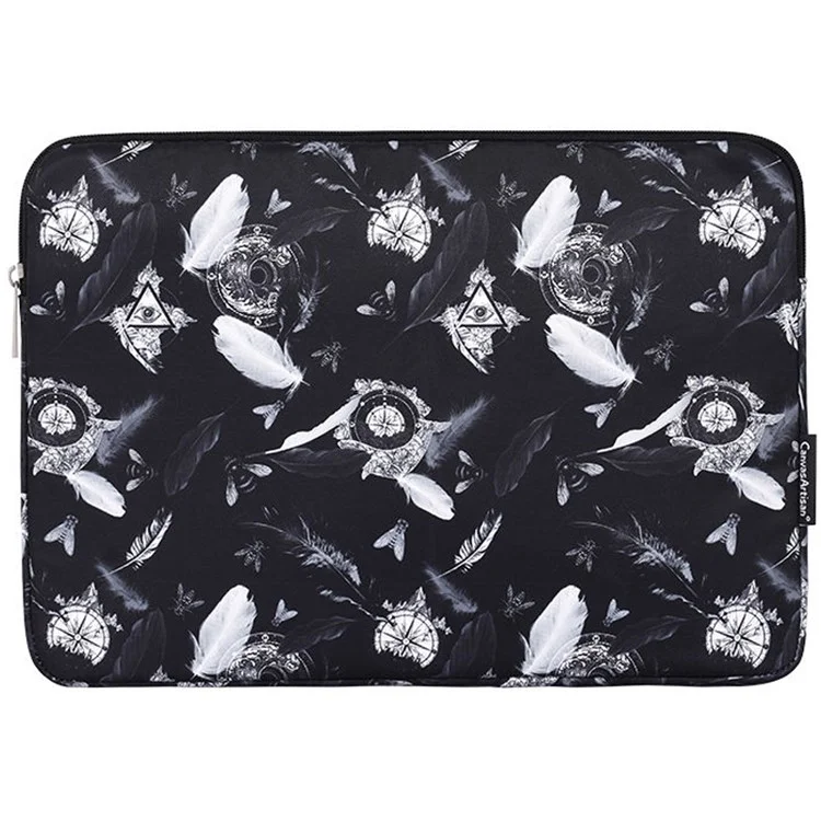 Canvasartisan H8-01 Windbell Feather Printing Laptop PC Saco de Transporte de Proteção - Black/para Laptop de 11 Polegadas