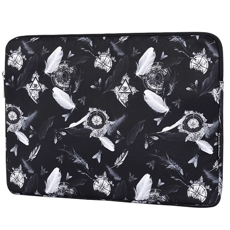 CANVASARTISAN H8-01 Windbell Feather Printing Laptop PC Protective Sleeve Carrying Bag - Black/for 11-inch Laptop