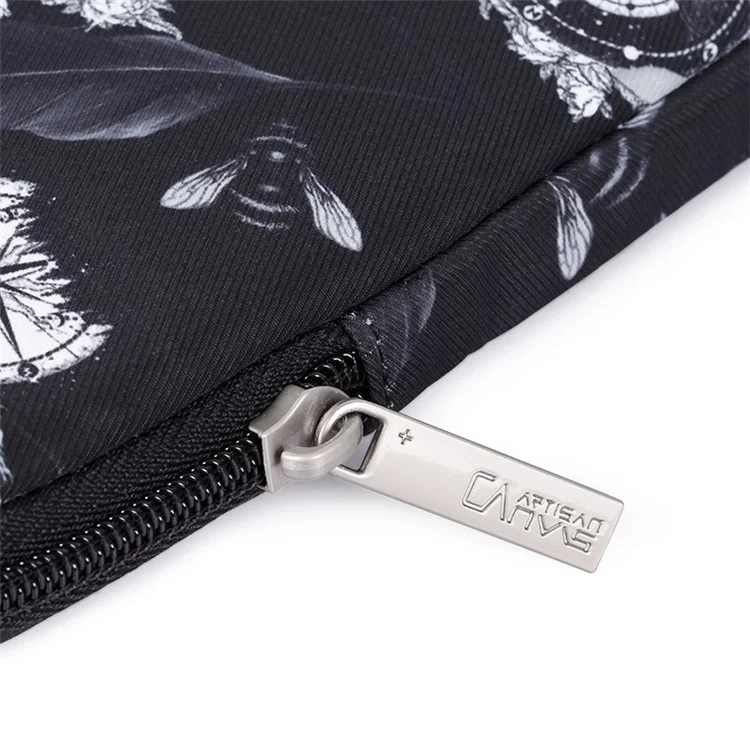 CANVASARTISAN H8-01 Windbell Feather Printing Laptop PC Protective Sleeve Carrying Bag - Black/for 11-inch Laptop