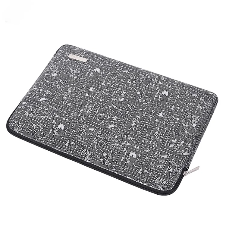 CanvasArtisan L27-04 Ägypten Stil Musterdruck Laptop Sleeve Bag Reißverschluss Notebook Schutzhülle - Grau / Für 11-Zoll-Laptop
