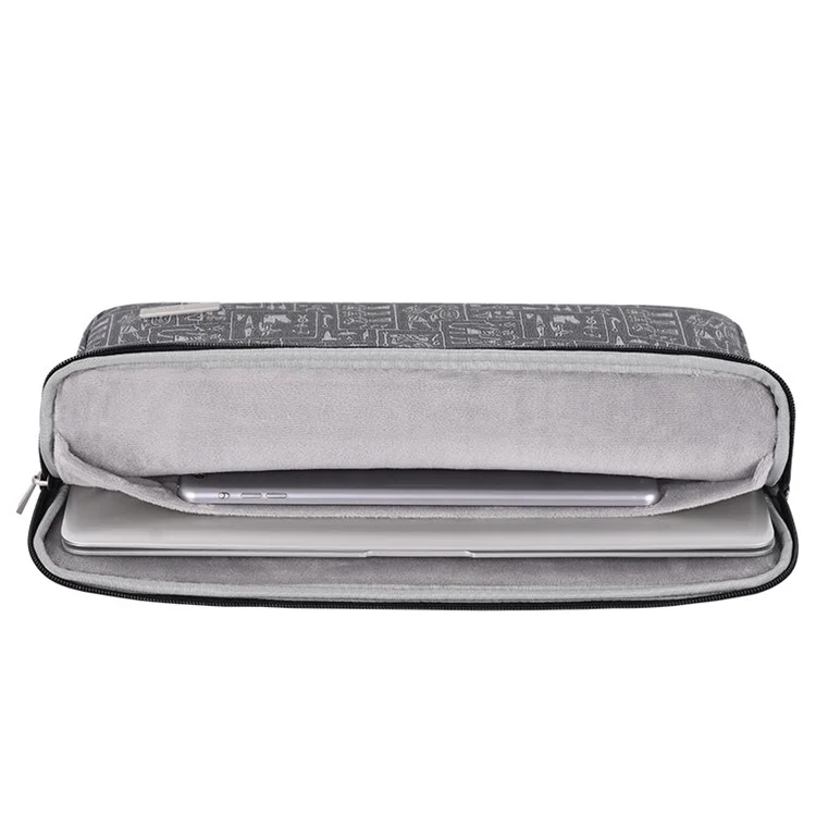 CanvasArtisan L27-04 Ägypten Stil Musterdruck Laptop Sleeve Bag Reißverschluss Notebook Schutzhülle - Grau / Für 11-Zoll-Laptop