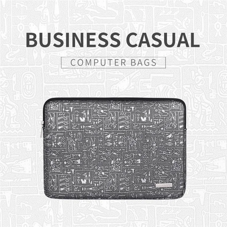 CanvasArtisan L27-04 Ägypten Stil Musterdruck Laptop Sleeve Bag Reißverschluss Notebook Schutzhülle - Grau / Für 11-Zoll-Laptop