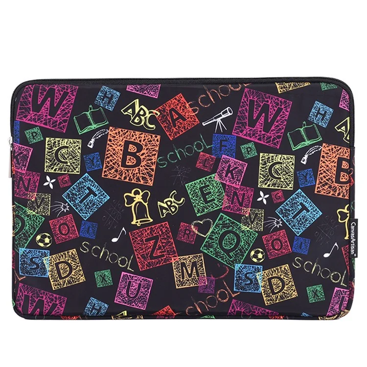 Canvasartisan H17-01 Lettres Colorées Impression Sac de Stockage D'ordinateur D'ordinateur Portable - Noir / Pour un Ordinateur Portable de 11 Pouces