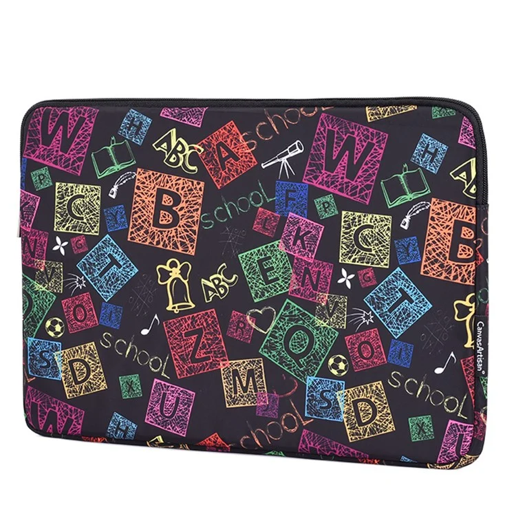 Canvasartisan H17-01 Lettres Colorées Impression Sac de Stockage D'ordinateur D'ordinateur Portable - Noir / Pour un Ordinateur Portable de 11 Pouces