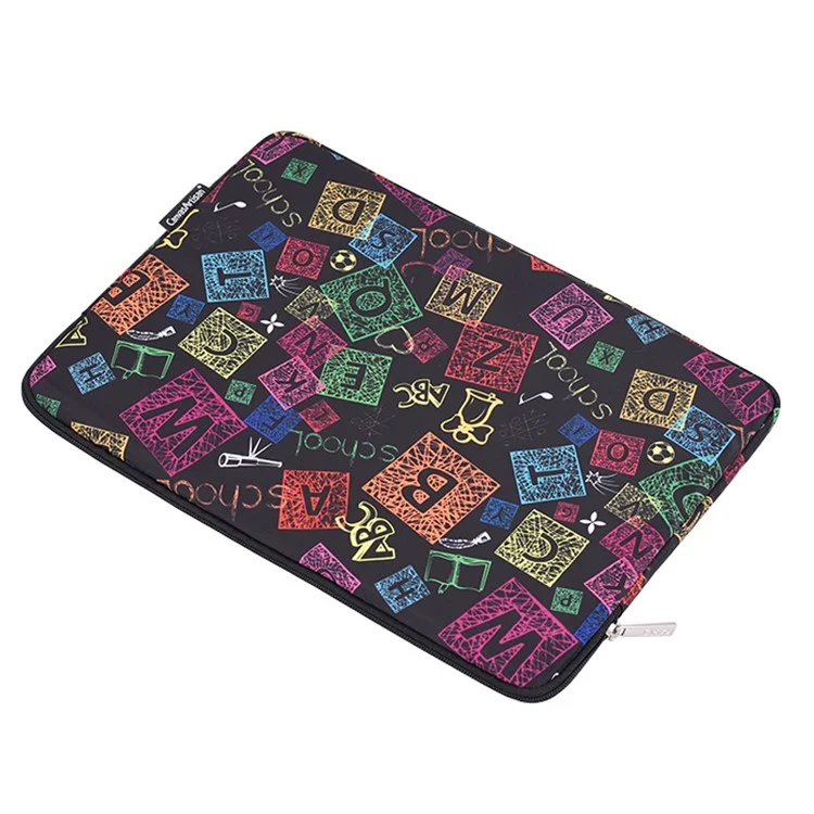 Canvasartisan H17-01 Lettres Colorées Impression Sac de Stockage D'ordinateur D'ordinateur Portable - Noir / Pour un Ordinateur Portable de 11 Pouces