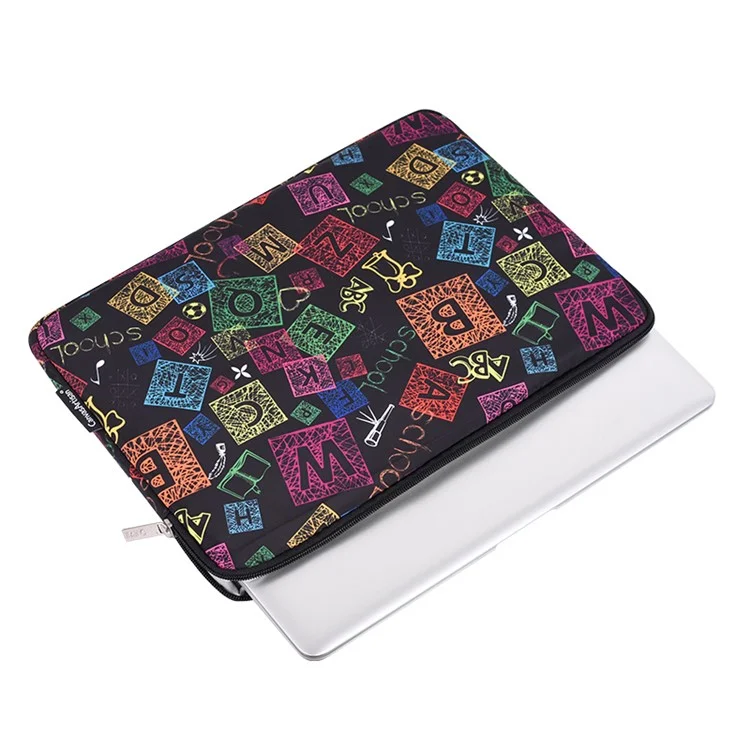 Canvasartisan H17-01 Lettres Colorées Impression Sac de Stockage D'ordinateur D'ordinateur Portable - Noir / Pour un Ordinateur Portable de 11 Pouces