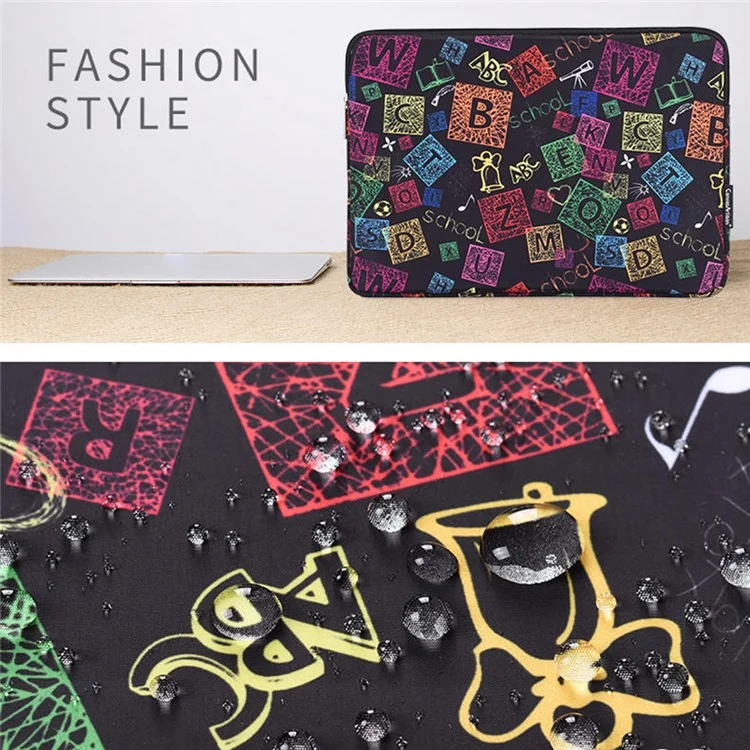 Canvasartisan H17-01 Lettres Colorées Impression Sac de Stockage D'ordinateur D'ordinateur Portable - Noir / Pour un Ordinateur Portable de 11 Pouces