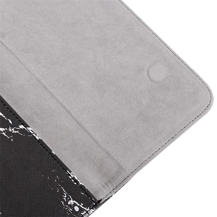 CANVASARTISAN E32-01 Magnetic Flip Cover PU Leather Laptop Sleeve Marble Pattern Notebook Carrying Bag - Black/White/for 14-inch Laptop