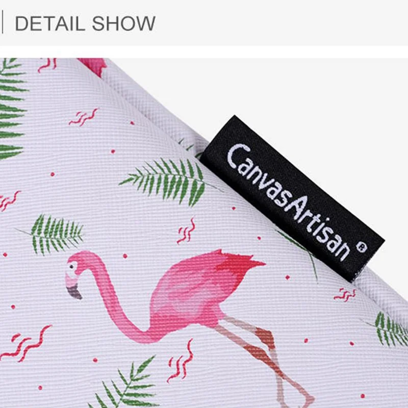 CANVASARTISAN G57-01 Läderlåda av PU för bärbar dator, chockabsorberande fodral med fågel- och lövönster - Vit/för 14 tumslaptop