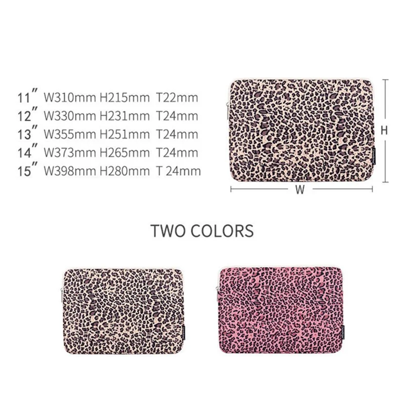 CANVASARTISAN H31-01 Leopard Pattern Laptop Sleeve Notebook Portable Carrying Bag - Pink/14 inch