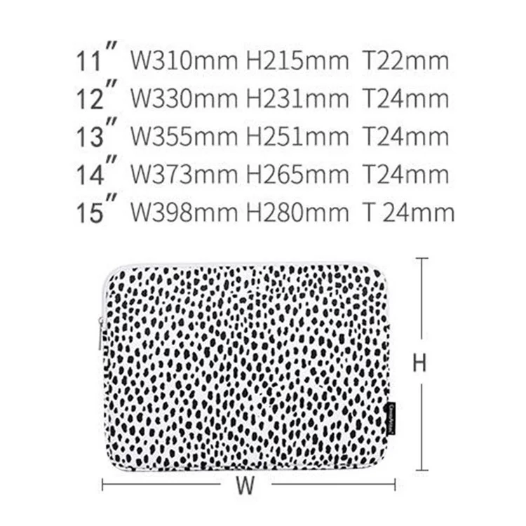 CANVASARTISAN H36-01 Dots Printing Stylish Laptop Sleeve Light Weight Computer Skin Bag Carrying Case - White/11 inch