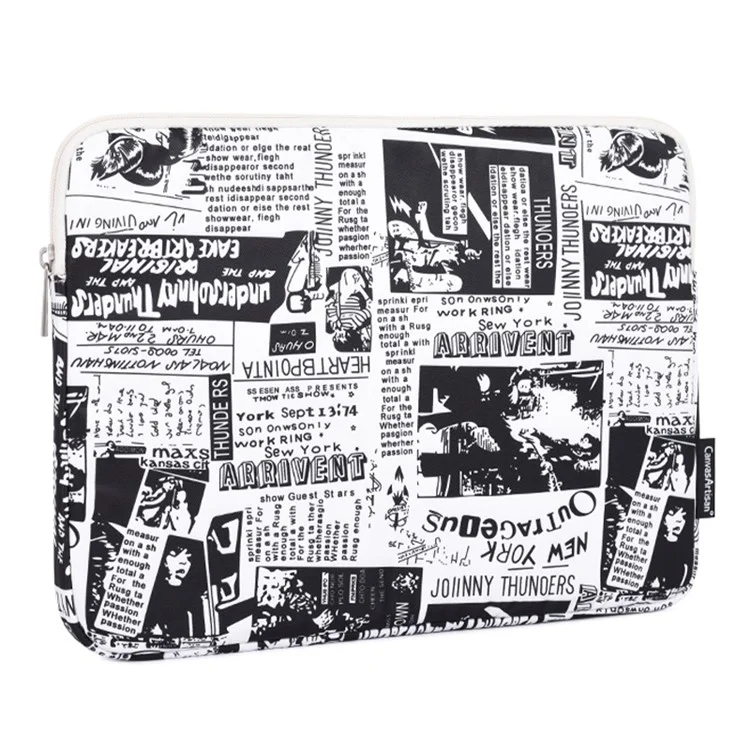 Canvasartisan H35-01 Modèle De Journaux Impression Ordinateur Portable Cas De Protection Pour Ordinateur Portable Portable Sac De Couverture - blanc / 11 pouces