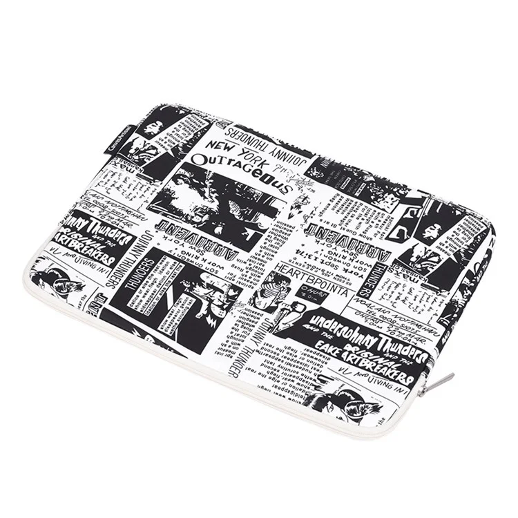 Canvasartisan H35-01 Modèle De Journaux Impression Ordinateur Portable Cas De Protection Pour Ordinateur Portable Portable Sac De Couverture - blanc / 11 pouces
