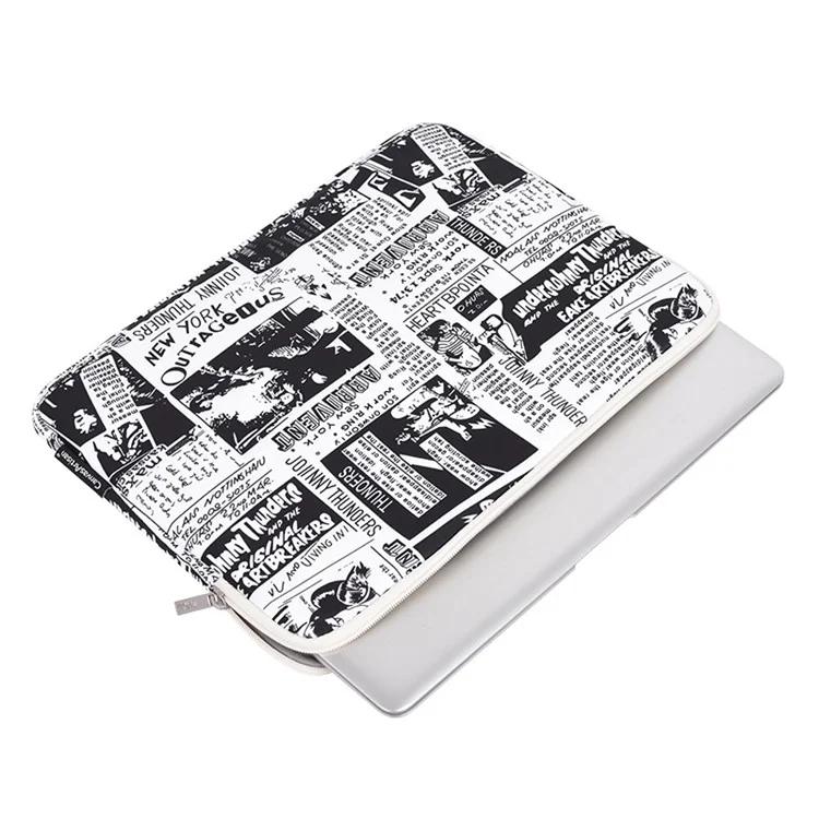 Canvasartisan H35-01 Modèle De Journaux Impression Ordinateur Portable Cas De Protection Pour Ordinateur Portable Portable Sac De Couverture - blanc / 11 pouces