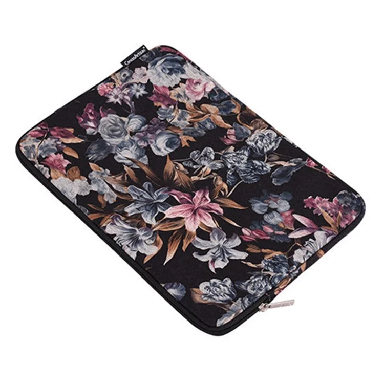 CanvaSartisan H2-01 Tissu Aquarelle Fleur Modèle De Fleur Ordinateur Portable Notebook PARTAGE PROTECT PROTECT PROTEPT POUCHE POUCHE - Noir / 11 pouces