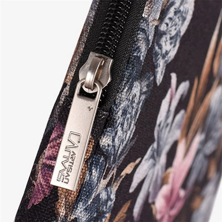 CanvaSartisan H2-01 Tissu Aquarelle Fleur Modèle De Fleur Ordinateur Portable Notebook PARTAGE PROTECT PROTECT PROTEPT POUCHE POUCHE - Noir / 11 pouces