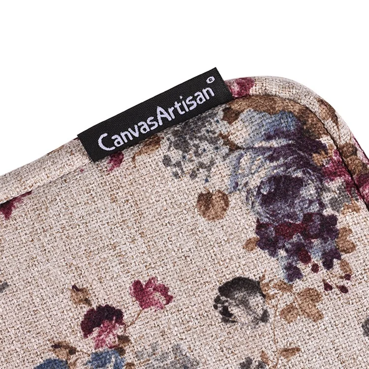 Canvasan H2-02 Laptop Manga Protetora Caso Tecido Flor Padrão Soft Learing Zipper Bag - Khaki / 11 polegadas