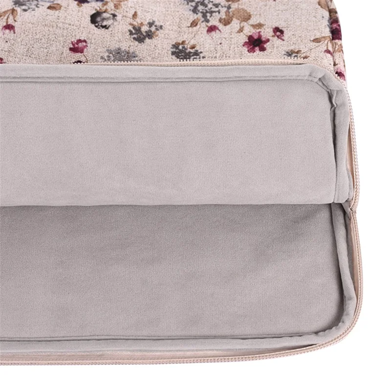CANVASARTISAN H2-02 Laptop Sleeve Protective Case Fabric Flower Pattern Soft Carrying Zipper Bag Cover - Khaki/15 inch