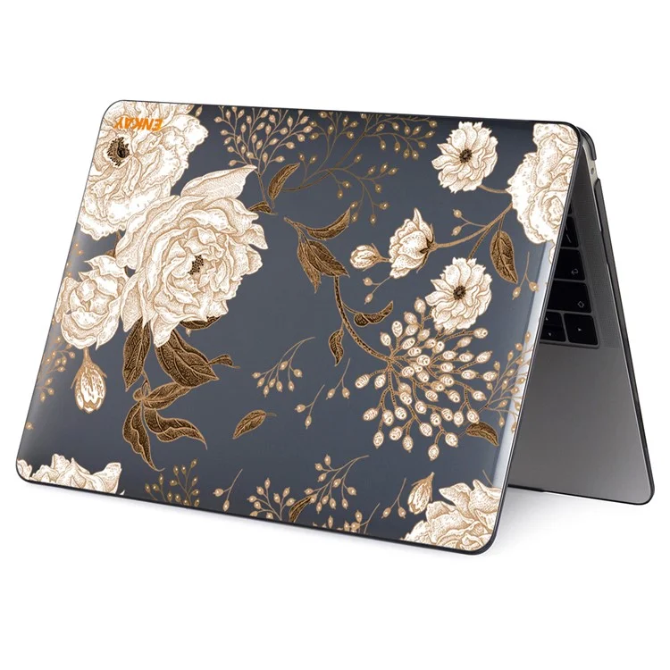 Enkay Hat Prince Para MacBook Pro 16 Pulgadas (2019) A2141 Vintage Flowers Patrón PC Duro Estructura de Dos Piezas Caso de Laptop Transparente - Peonía de Oro