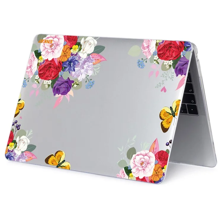 ENKAY HAT PRINCE for MacBook Pro 16 inch (2019) A2141 Anti-Scratch Flowers Series Patterned Crystal Sheer Hard PC Laptop Case - Rose