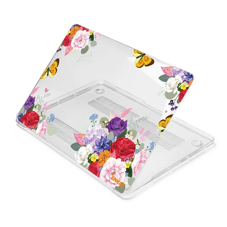 ENKAY HAT PRINCE for MacBook Pro 16 inch (2019) A2141 Anti-Scratch Flowers Series Patterned Crystal Sheer Hard PC Laptop Case - Rose