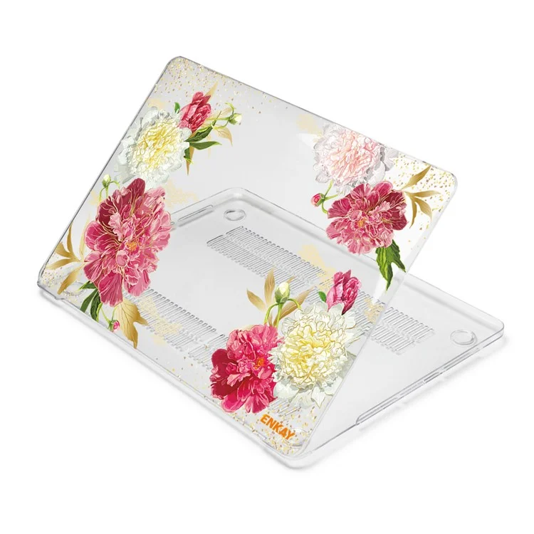 ENKAY HAT PRINCE for MacBook Pro 14 inch (2024) (2023) (2021) A2442 Flowers Series Crystal PC Laptop Case - Chinese Herbaceous Peony