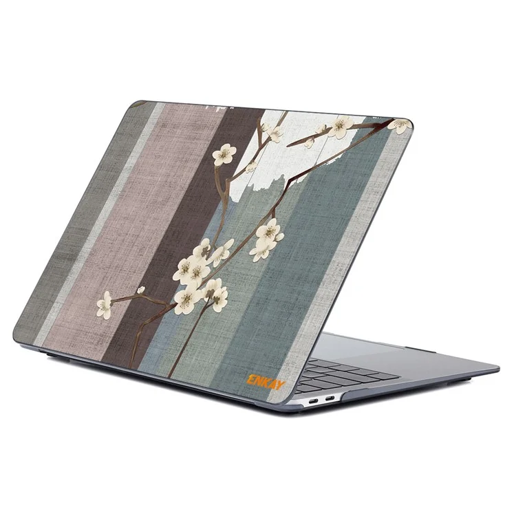 ENKAY HAT PRINCE for MacBook Pro 13 inch (2020) A2251/A2289/A2338 Vintage Flowers Patterns Series Anti-Scratch Hard PC Two-Piece Structure Sheer Laptop Cover - Plum Blossom