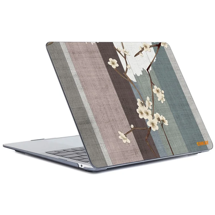 ENKAY HAT PRINCE for MacBook Pro 13 inch (2020) A2251/A2289/A2338 Vintage Flowers Patterns Series Anti-Scratch Hard PC Two-Piece Structure Sheer Laptop Cover - Plum Blossom