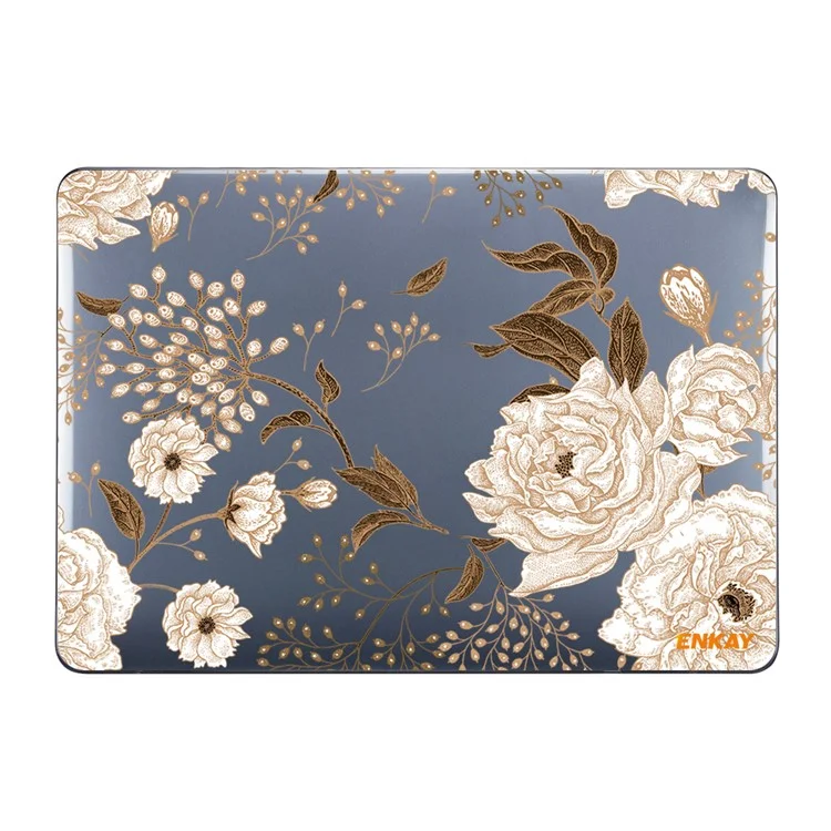 Enkay Hat Prince Para MacBook Pro 14 Pulgadas (2021) A2442 Vintage Style Series Patrones de Flores PC Hard Case de Portada de la Computadora Portátil de Dos Piezas - Peonía de Oro
