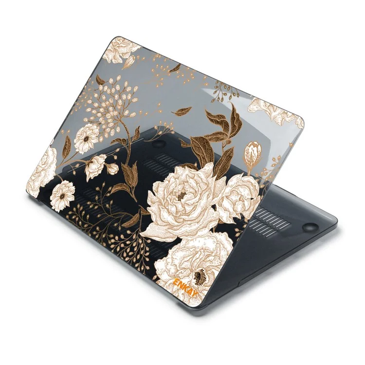 Enkay Hat Prince Para MacBook Pro 14 Pulgadas (2021) A2442 Vintage Style Series Patrones de Flores PC Hard Case de Portada de la Computadora Portátil de Dos Piezas - Peonía de Oro
