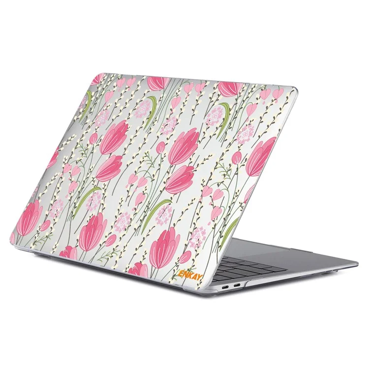 ENKAY HAT PRINCE per MacBook Air 13 pollici (2018-2019) A1932/(2020) A2179 A2337 Laptop Hard PC Protective Case Flower Pattern Heat Dissipation Notebook Shell Cover - Tulip
