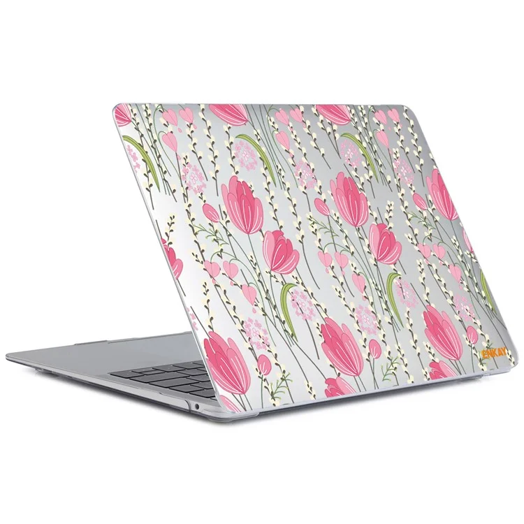 ENKAY HAT PRINCE per MacBook Air 13 pollici (2018-2019) A1932/(2020) A2179 A2337 Laptop Hard PC Protective Case Flower Pattern Heat Dissipation Notebook Shell Cover - Tulip