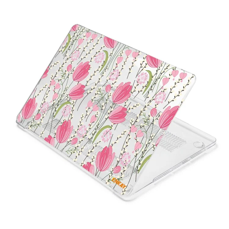 ENKAY HAT PRINCE per MacBook Air 13 pollici (2018-2019) A1932/(2020) A2179 A2337 Laptop Hard PC Protective Case Flower Pattern Heat Dissipation Notebook Shell Cover - Tulip