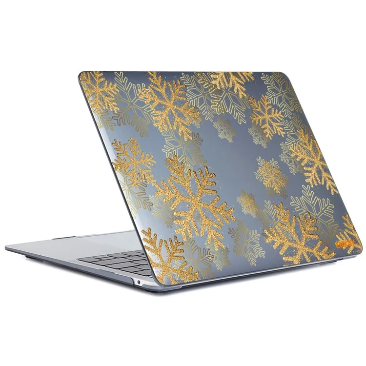 Enkay Hat Prince For MacBook Air 13 Polegadas (2018-2019) A1932/(2020) A2179 A2337 Padrão de Flores Laptop Caso de Proteção Transparente Tampa de Notebook Hard PC - Gold Snowflake