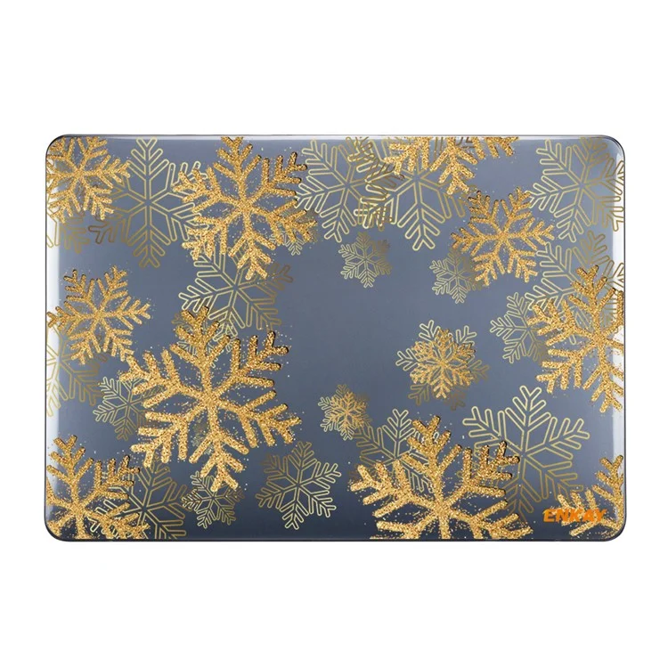 Enkay Hat Prince For MacBook Air 13 Polegadas (2018-2019) A1932/(2020) A2179 A2337 Padrão de Flores Laptop Caso de Proteção Transparente Tampa de Notebook Hard PC - Gold Snowflake